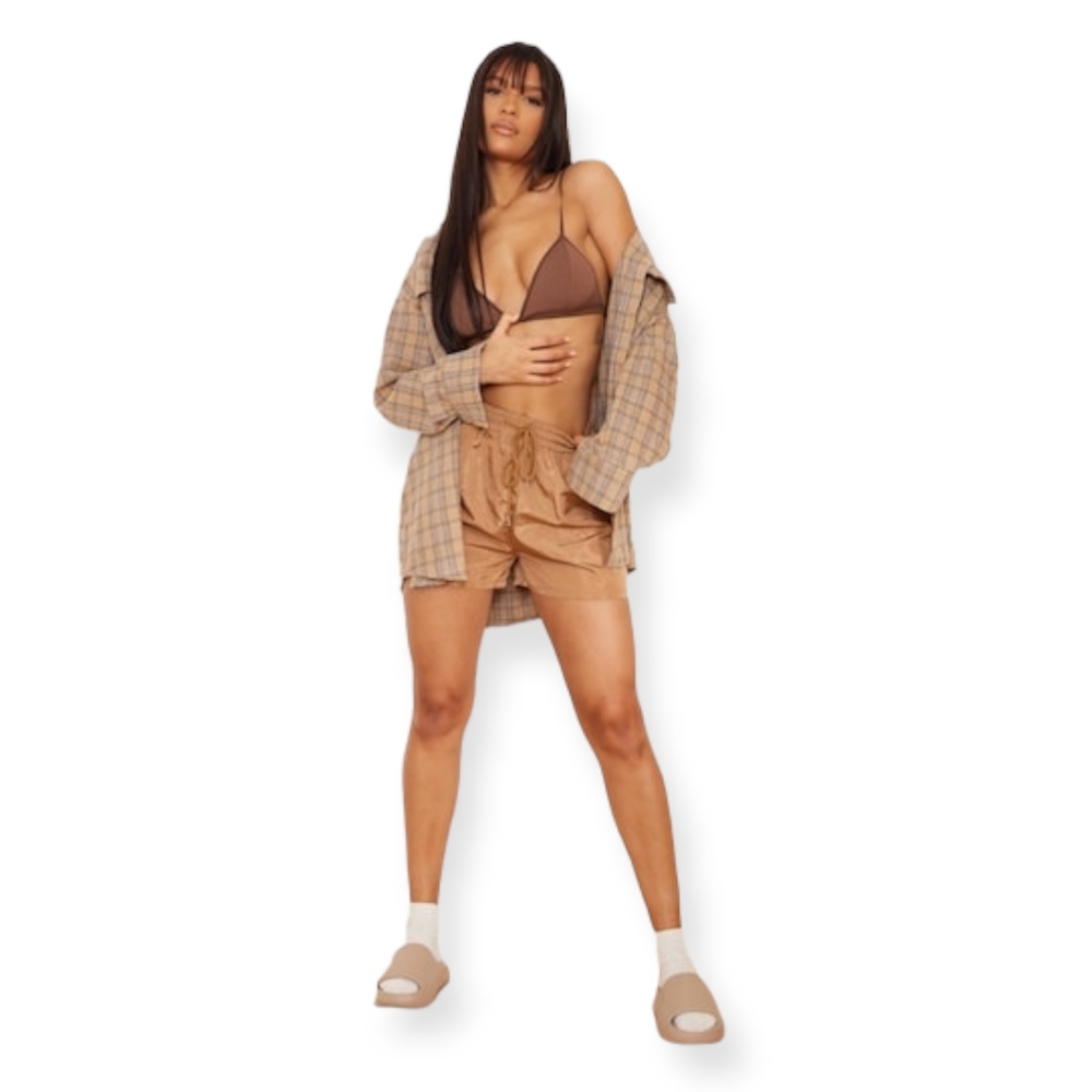 Camel Shell Elasticated Waist Floaty Shorts - Picture 2 of 6